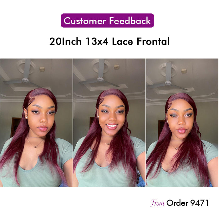 Real Show | Straight Wig | 99J Burgundy Color | Frontal/Closure Transparent Lace Glueless (16-32'')