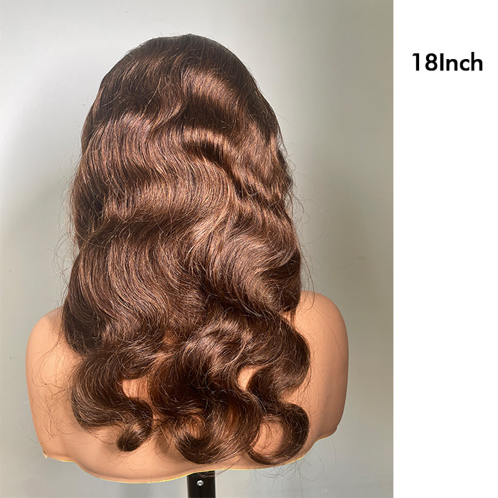 [18''=₵999] Body Wave Wig | Brown #4 Color | 4x4 Closure Glueless Invisible Lace