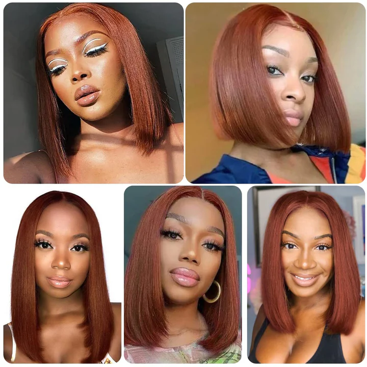 Pre-cut Lace Frontal/Closure | Reddish Brown #33 Wig | Straight Bob Wig