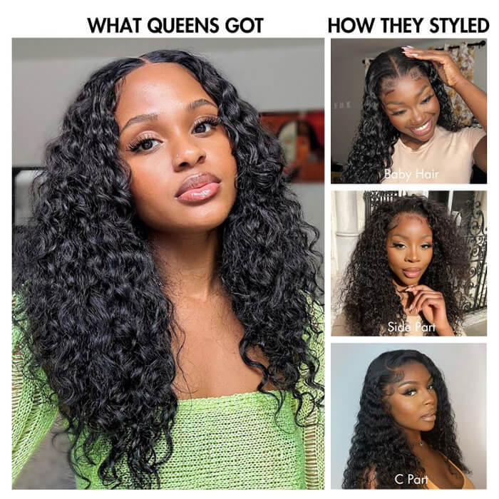 [18''=₵1189] Deep Wave Glueless Lace Closure/Frontal Pre-Cut Lace Wig
