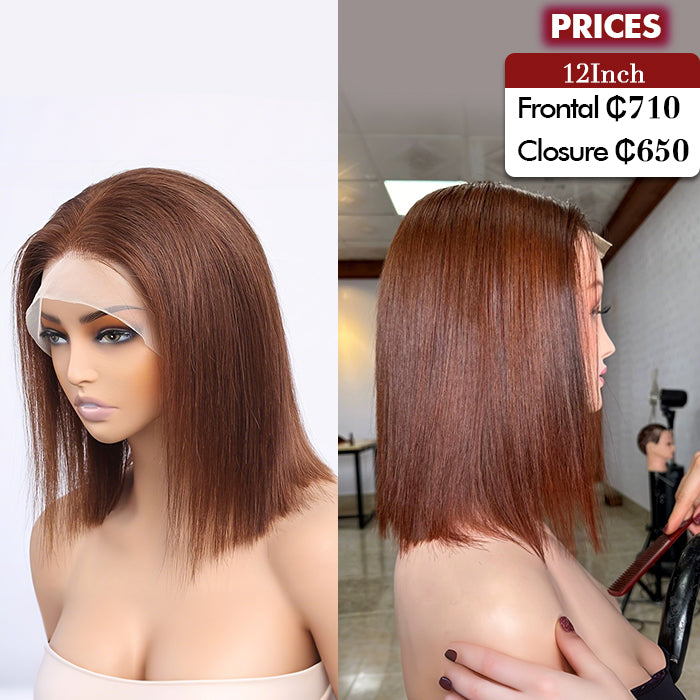 Clearance Sale | 12''/14''Straight Brown Wig |Glueless Frontal/ Closure(No Restock)
