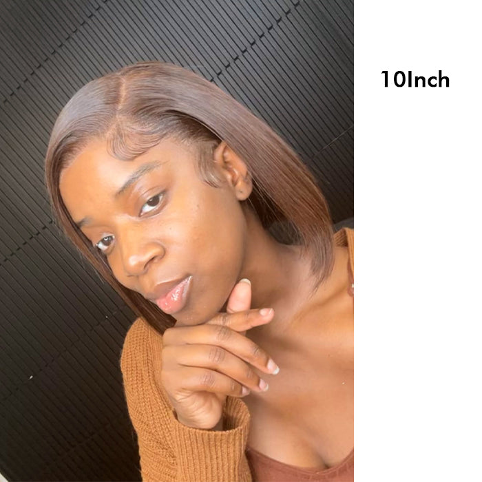 Real Review | Frontal/Closure #4 Brown Bob Wig Or Glueless (8-12'')