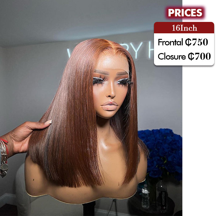 Clearance Sale | Brown Bob Wig |Glueless Frontal/ Closure(No Restock)