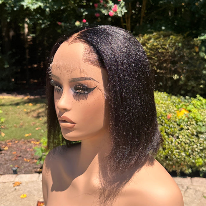 Wholesale Price | Short Yaki Straight Wig | Frontal Wig Glueless (14'')