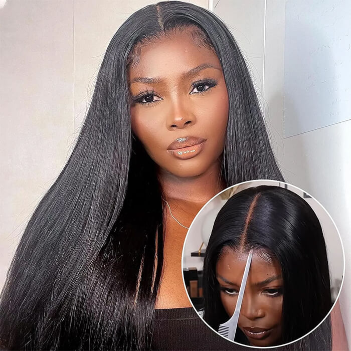 2 Glueless Wigs Set | 22'' Frontal Straight Wig+12'' Closure 4x4 Lace Curly Bob Wig