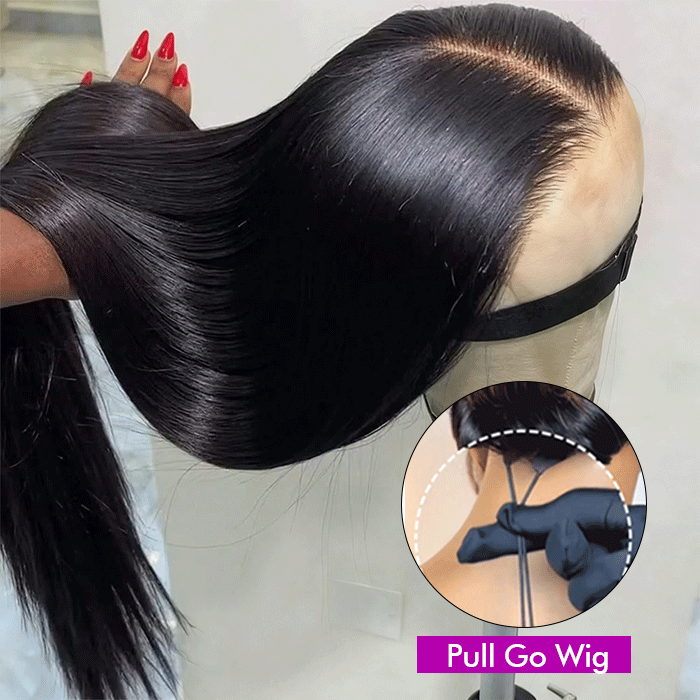 Real Show | Straight Wig | Drawstring Pull Go |Closure HD Lace Glueless Wig (12-32'')