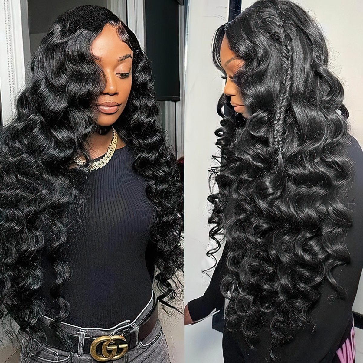 Bouncy Loose Wave 13x4 Transparent Pre-cut Glueless Human Hair Wigs