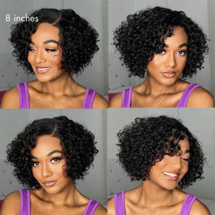 Pre-cut Lace 13x4 Frontal | Straight/Curly | Natural Black/99J Color| Pixie Cut Bob Wig