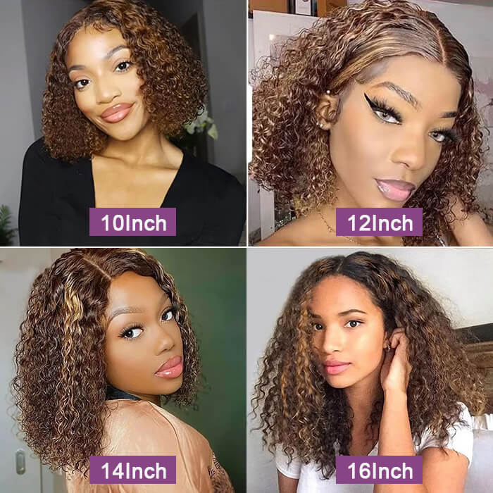 Glueless Frontal/Closure Wig | Highlight #P4/27 Color | Deep Wave Bob Wigs(8''-12'')