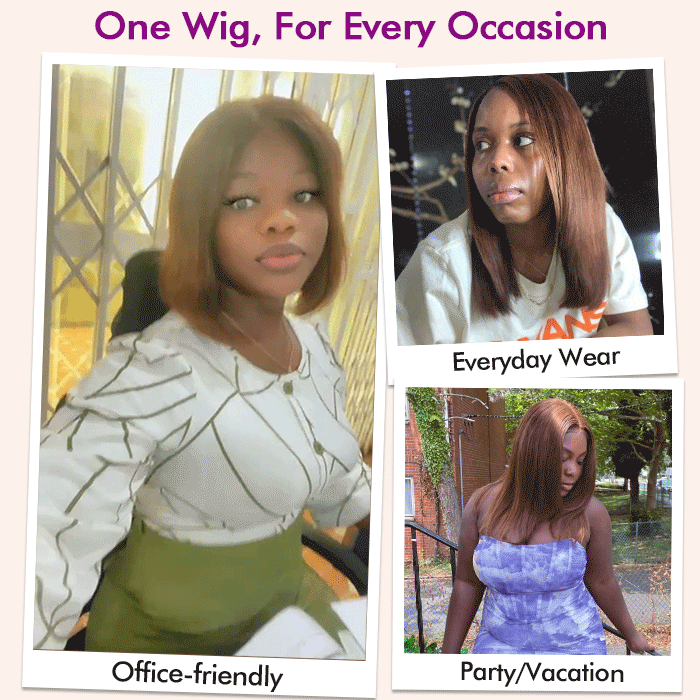 Real Review | Frontal/Closure #4 Brown Bob Wig Or Glueless (8-12'')