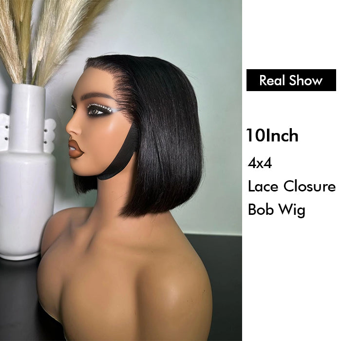 Wholesale Price | 10'' Glueless Closure/ Frontal Straight Bob Wig