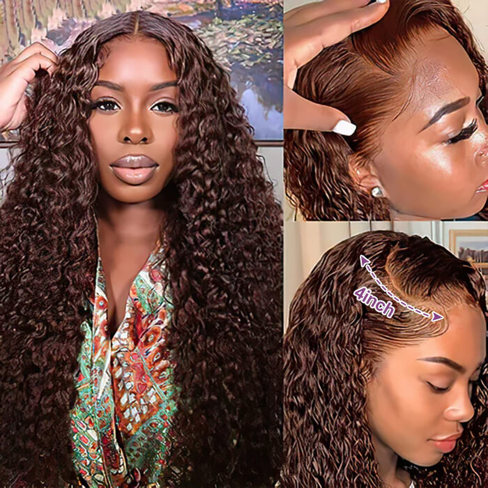 Suqu Hair Chocolate Brown Curly 4x4 5x5 13x4 HD Lace Front Brazilian Human Hair Wig