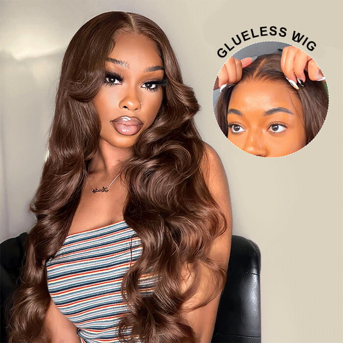 Real Show | Straight Wig | #4 Brown Color |Frontal/Closure Transparent Lace Glueless Wig(16-32'')