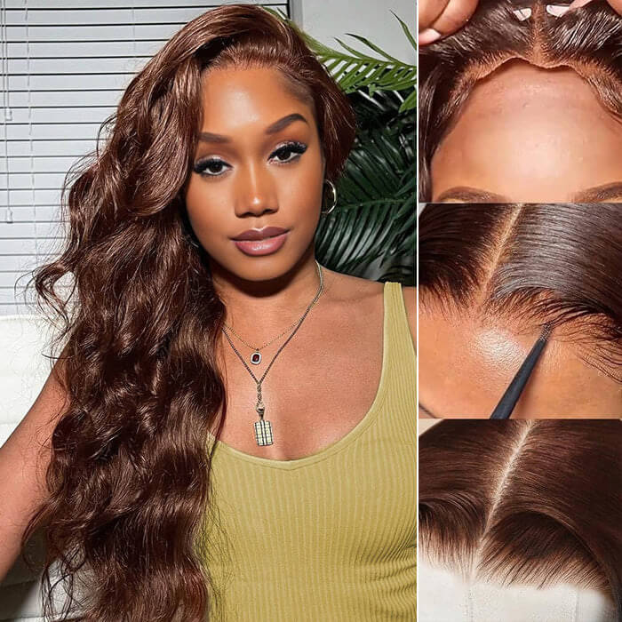 Real Show | Straight Wig | #4 Brown Color |Frontal/Closure Transparent Lace Glueless Wig(16-32'')