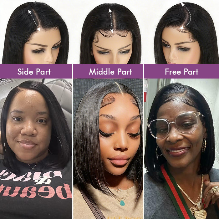 [12''=₵699] Silky Blunt Cut Shoulder Length Glueless 4x4 Closure Bob Wig