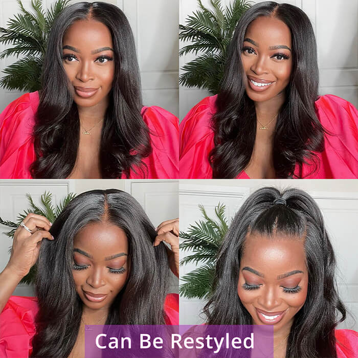 Real Show | Yaki Straight Wig | Drawstring Pull Go | Closure Transparent Lace Glueless Wig (12-32'')