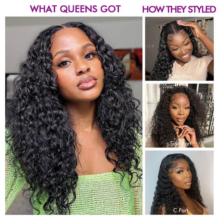 [18''=₵1189] Water Wave Lace Closure/Frontal Pre-Cut Glueless Wig