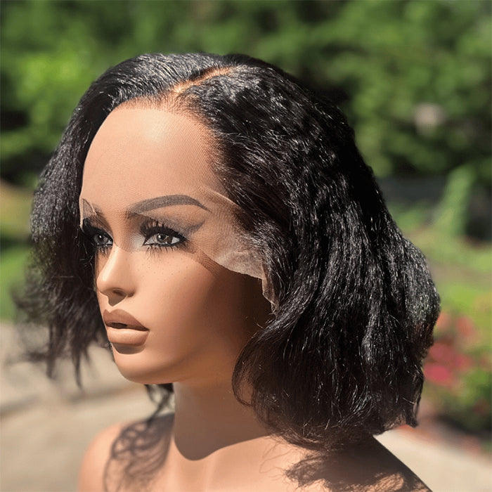 Wholesale Price | Short Yaki Straight Wig | Frontal Wig Glueless (14'')