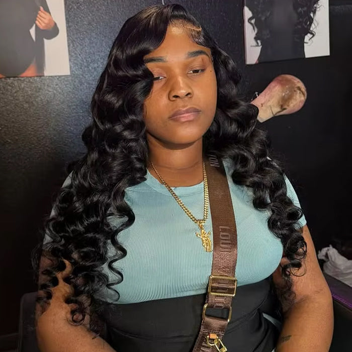 Bouncy Loose Wave 13x4 Transparent Pre-cut Glueless Human Hair Wigs