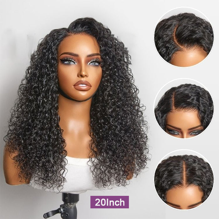 [20''=₵1289] 4x4 Pre-All Glueless Closure/Frontal Jerry Curly Wig Invisible Knots Natural Black Realistic Hairline Wig