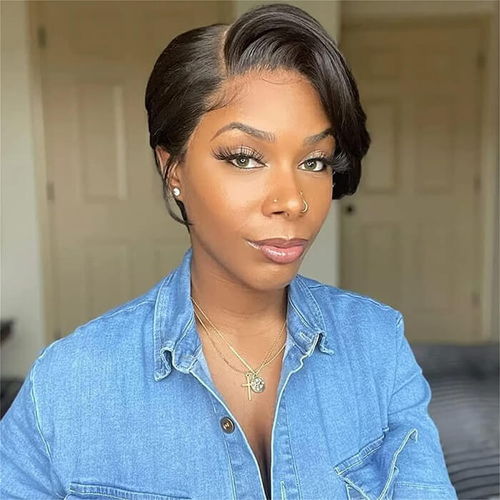 Frontal 13x4 Lace | 8''Straight Pixie Cut Wig | 100%Human Hair