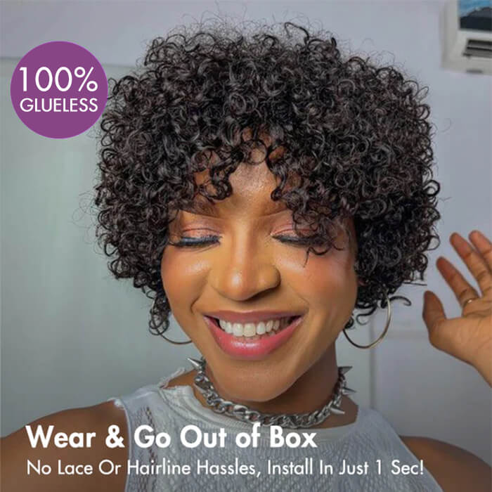 Real Show | Pixie Curly Wig | Machine Made Wig Glueless (8'')