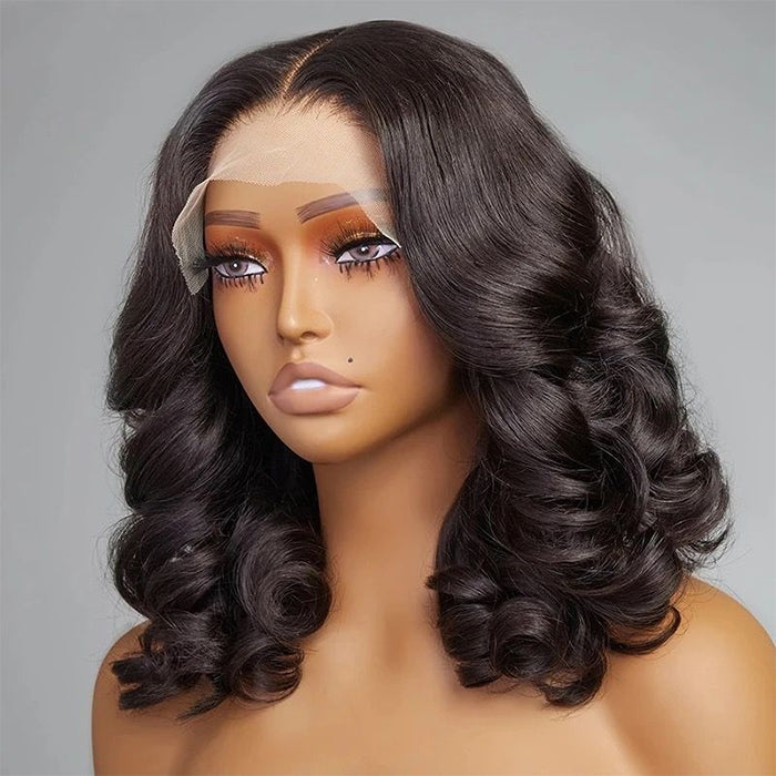 2 Glueless Wigs Set | 18'' Bouncy Wavy Egg Curl Closure Wig +10''Closure Straight Bob Wig