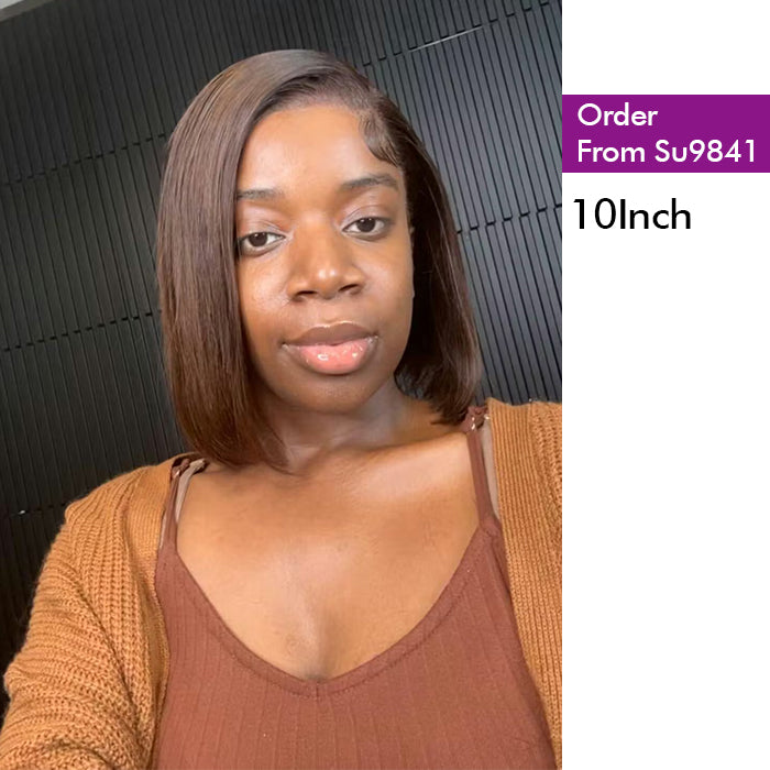 Real Review | Frontal/Closure #4 Brown Bob Wig Or Glueless (8-12'')