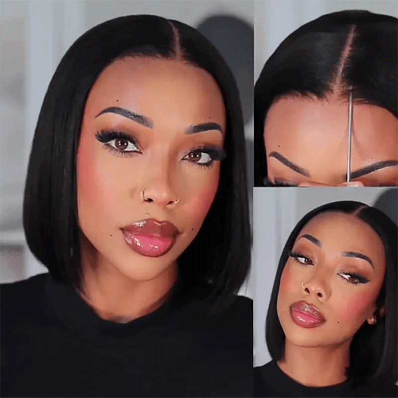 Glueless 4x4 Closure Wig | 10'' Straight Bob Wig |100%Human Hair