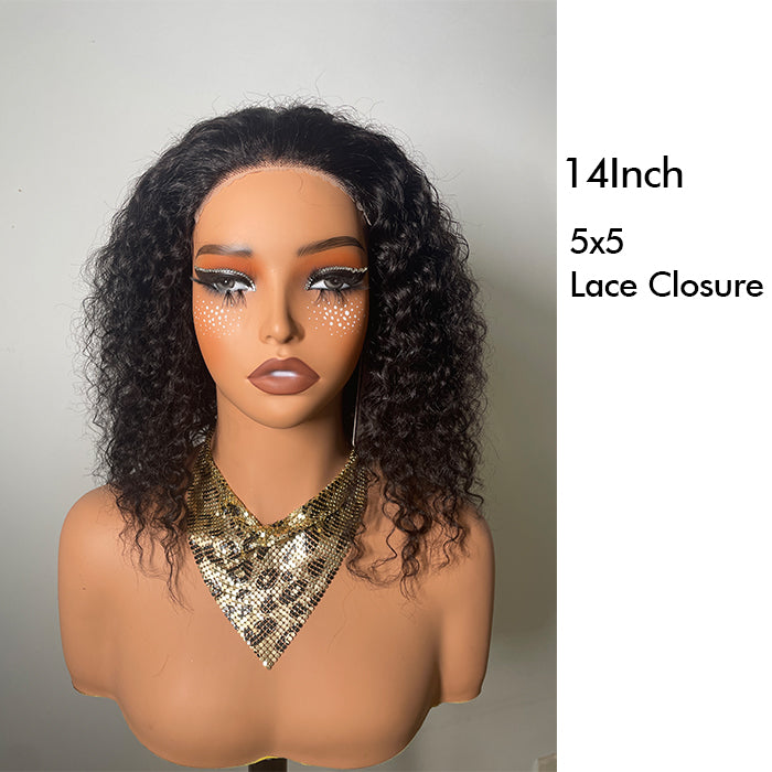 Real Show | Curly Bob Wig |  Frontal/Closure Transparent Lace Glueless (8-16'')