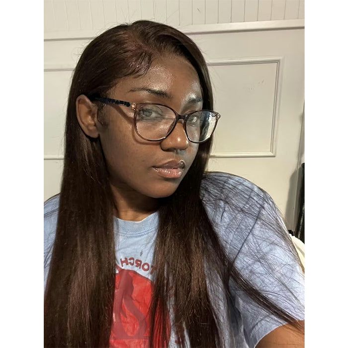 Real Show | Straight Wig | #4 Brown Color |Frontal/Closure Transparent Lace Glueless Wig(16-32'')