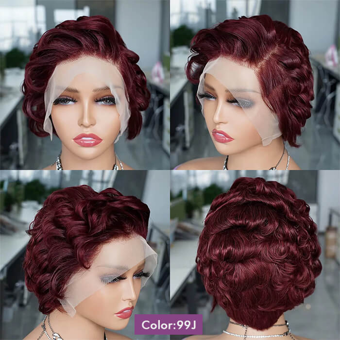 Real Show | Pixie Bob Wig |  Frontal Transparent Lace Or Glueless 8''