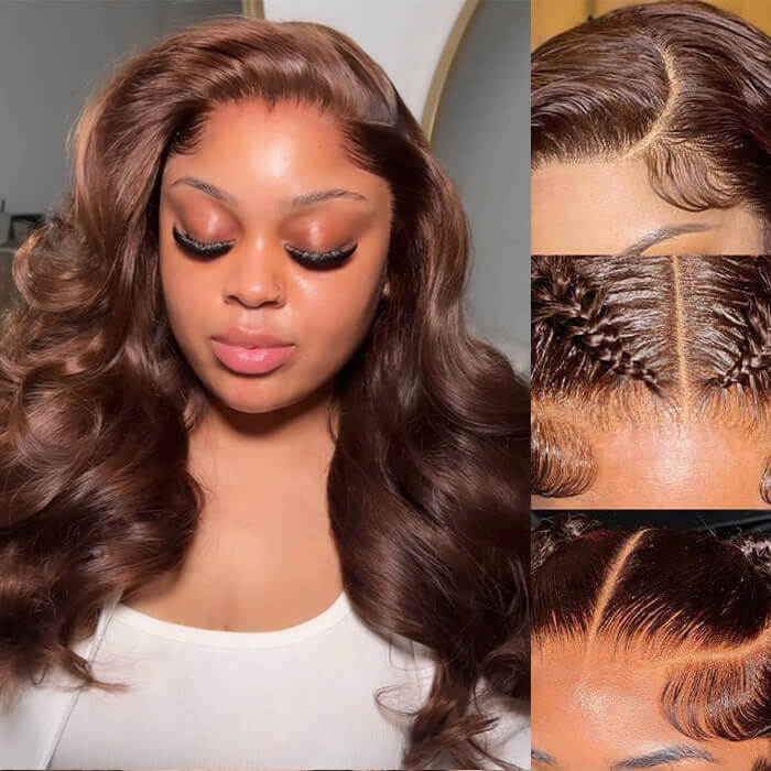 Real Show | Straight Wig | #4 Brown Color |Frontal/Closure Transparent Lace Glueless Wig(16-32'')