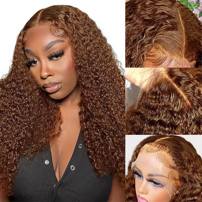 Suqu Hair #4 Dark Brown Glueless Wig Curly Lace Front Wigs Pre-plucked Human Hair