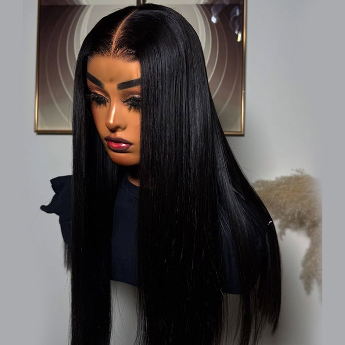 [18''=₵999]Straight Wig For Beginners Glueless Closure/ Frontal Pre Plucked Brazilian Virgin Hair Wigs