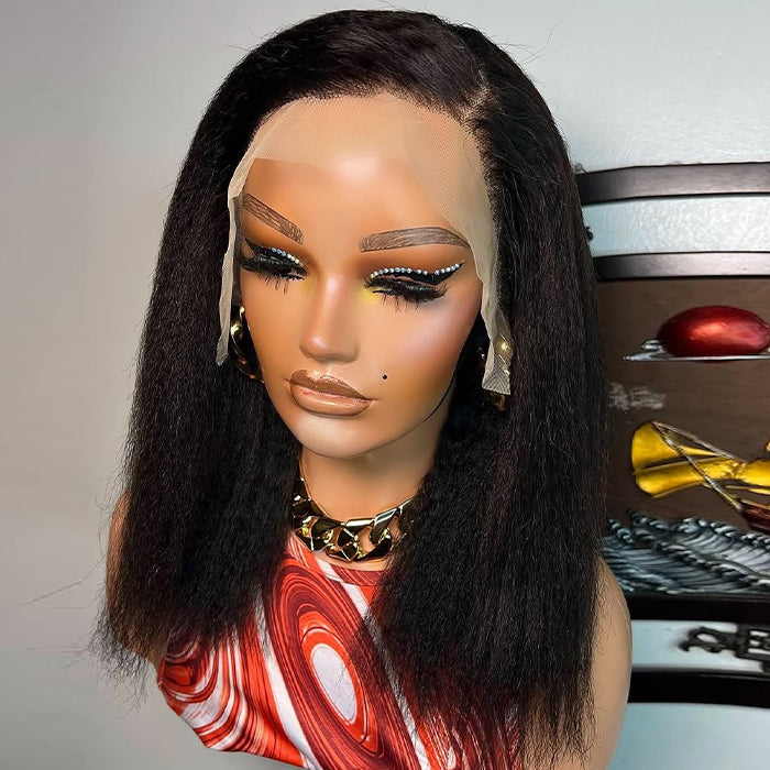 Wholesale Price | Short Yaki Straight Wig | Frontal Wig Glueless (14'')