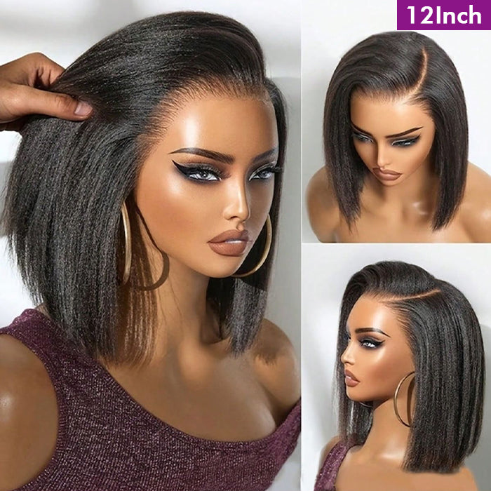 Wholesale Price | Short Yaki Straight Wig | Frontal Wig Glueless (14'')