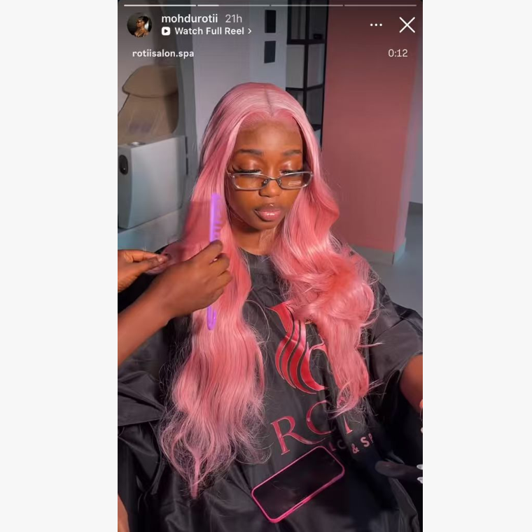 Customize 28inch 13*4 Frontal Pink Color Body Wave Wig