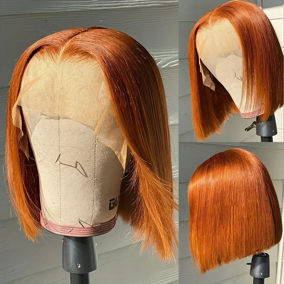 Glueless Frontal/Closure | Ginger Orange Color | Straight Bob Wig(8''-16'')