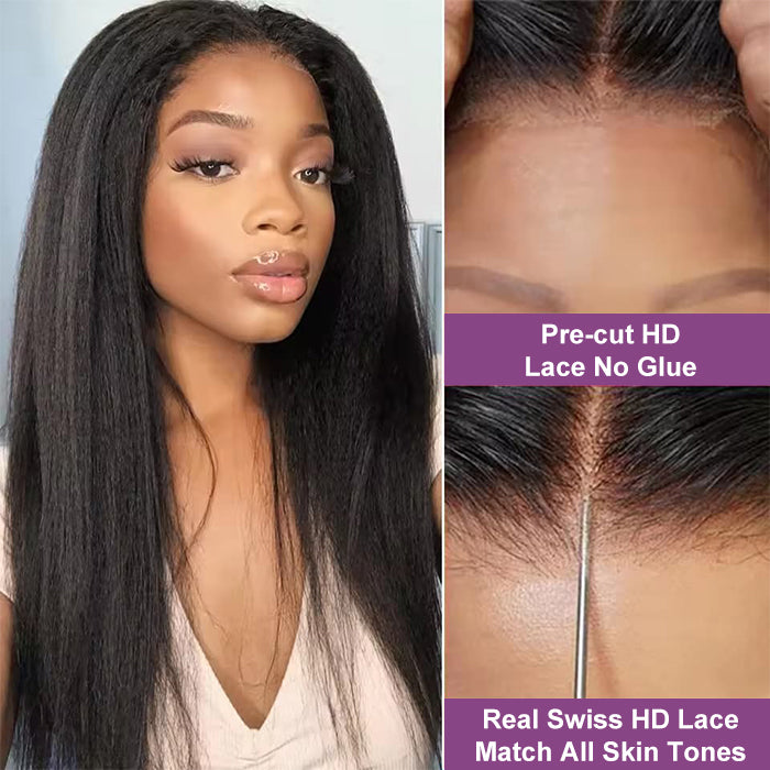 Glueless Yaki Straight Wig | Pre Cut Lace 4x4/5x5 Closure Wigs