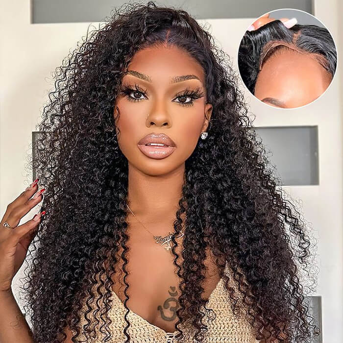 Jerry Curly Pre-cut Lace Closure Wig 4x4/13x4 Glueless Pre Bleached & Pre Plucked Wig