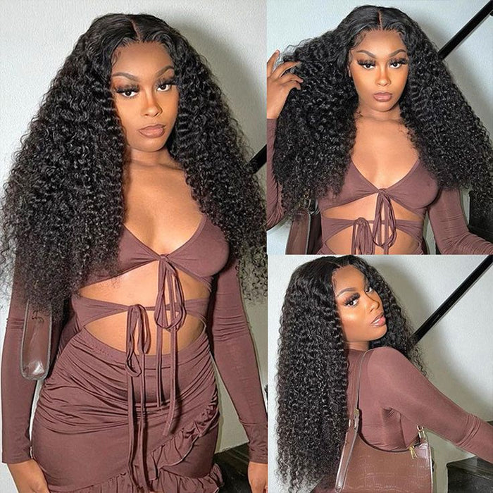 Jerry Curly Wear Go 4x4/5x5 Transparent Lace Closure Human Hair Wig Glueless Pre-cut Wig
