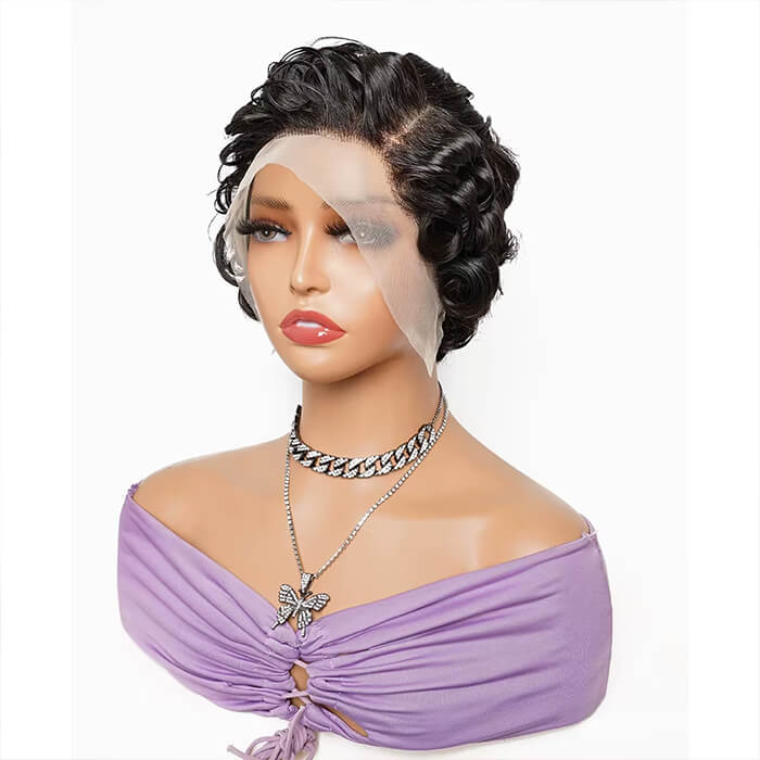 Real Show | Pixie Bob Wig |  Frontal Transparent Lace Or Glueless 8''