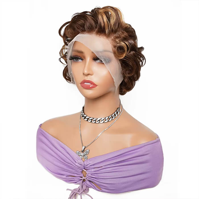 Real Show | Pixie Bob Wig |  Frontal Transparent Lace Or Glueless 8''