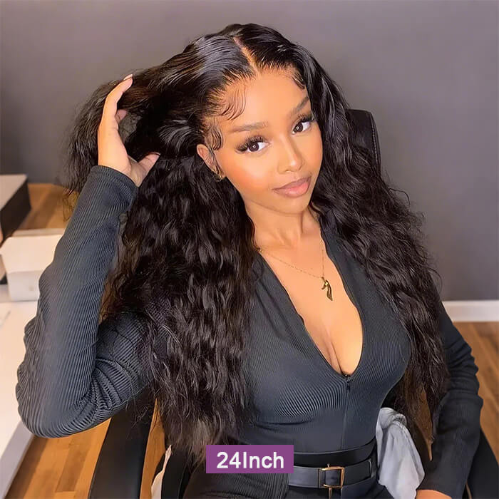 Pull Go Glueless Wig Loose Deep Wave With Drawstring Natural Black 100% Human Hair