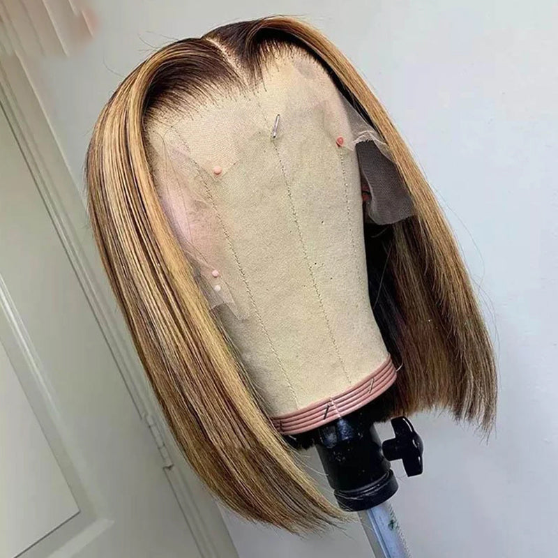 Pre-cut Lace Frontal | Highlight #P4/27 Color | 10‘’Straight Bob Wig