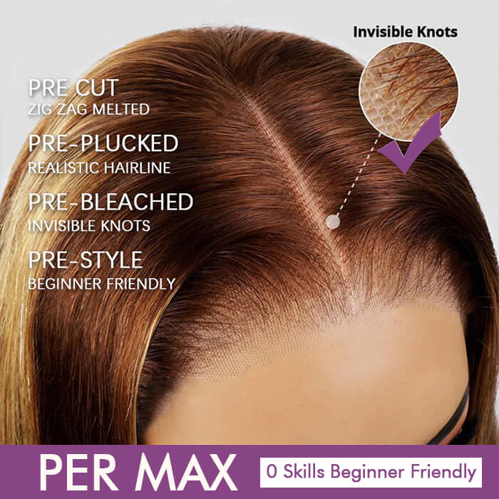 Highlight Ombre Colored Straight/Body Wave Wigs 13x4 Transparent  Glueless Lace Frontal Brazilian Human Hair