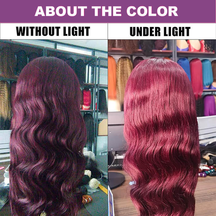 Glueless Human Hair Wig 99J Burgundy Body Wave Hair Pre-cut Lace Wig