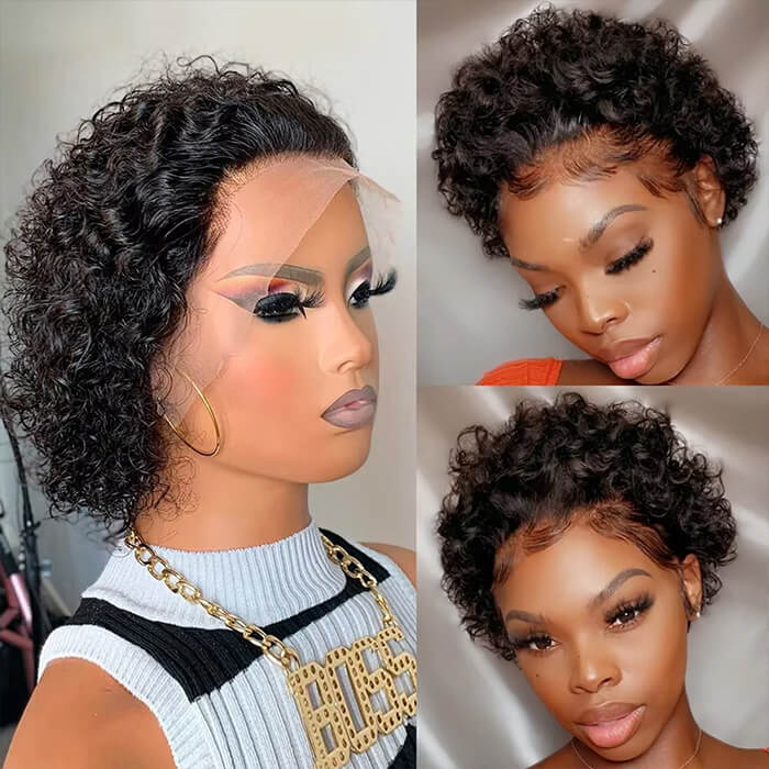 Real Show | Pixie Curly Wig | Frontal HD Lace Wig Lace (8'')