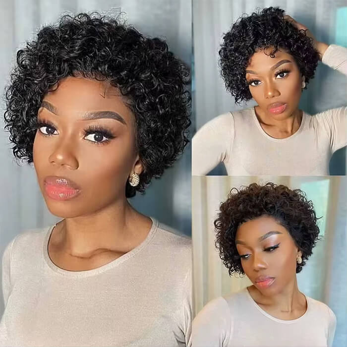Real Show | Pixie Curly Wig | Frontal HD Lace Wig Lace (8'')